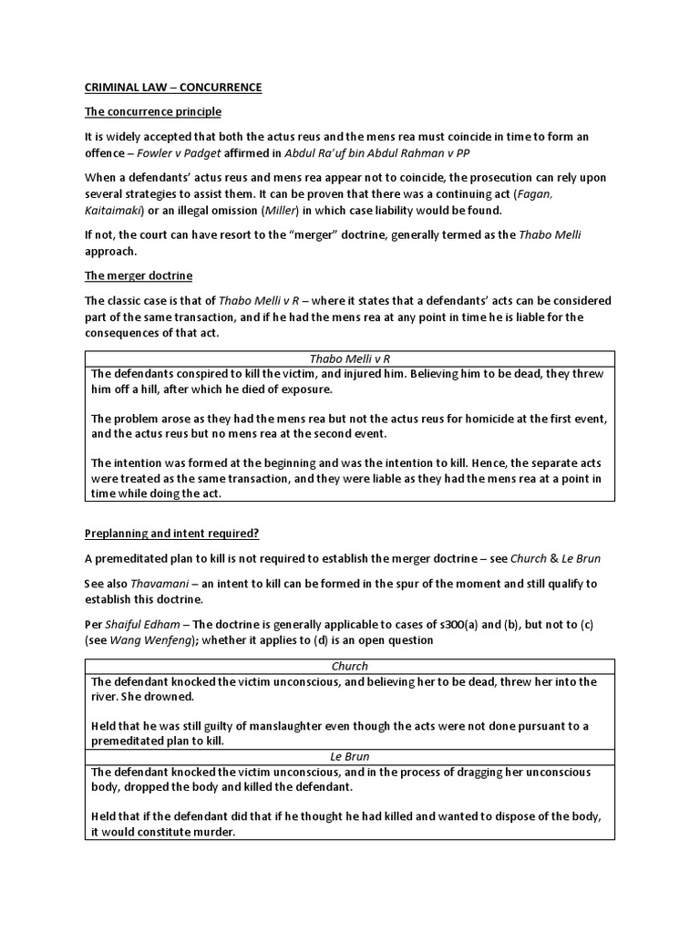 Concurrence Principle in Criminal Law | PDF | Mens Rea | Misconduct