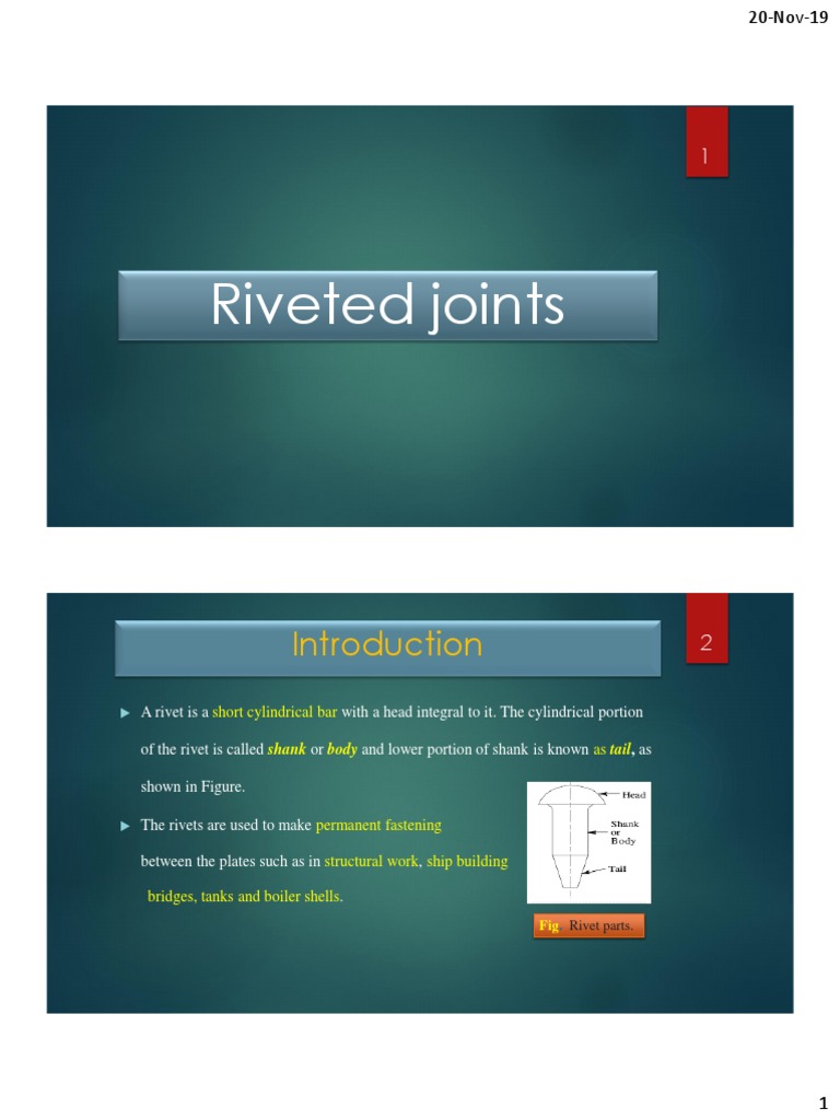 Riveted Joints PDF Rivet Strength Of Materials