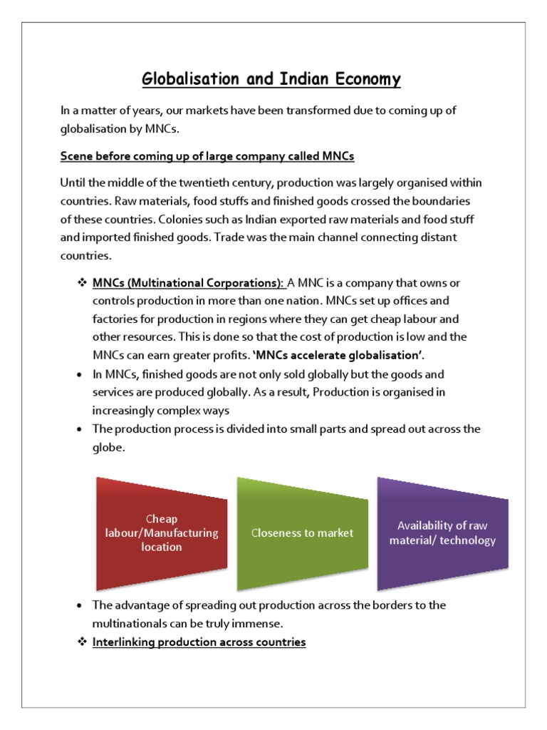 Globalisation and Indian Economy | PDF | Multinational Corporation ...