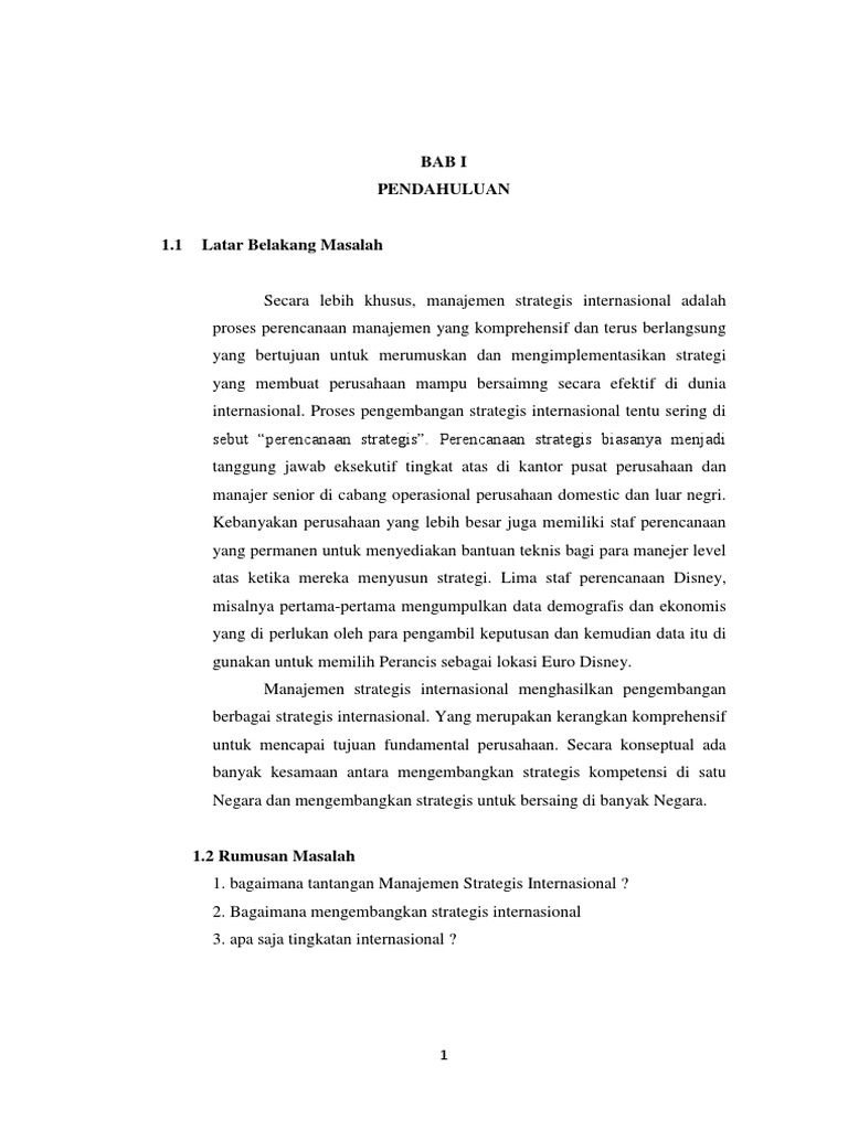 Makalah Manajemen Strategis Internasional