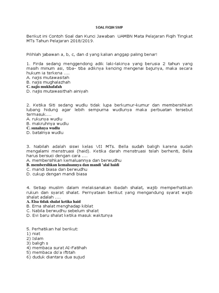 Contoh Soal Dan Jawaban Tentang Najis Ilmusosial Id