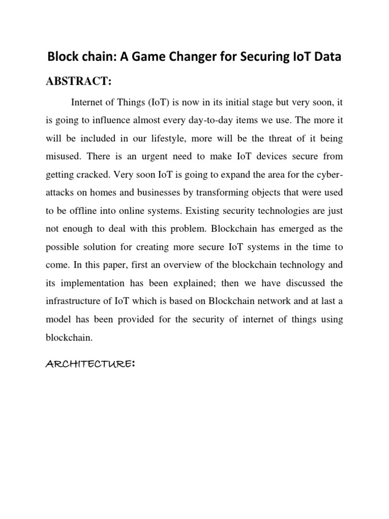 Blockchain Securing IoT Data | PDF | Internet Of Things | Information ...
