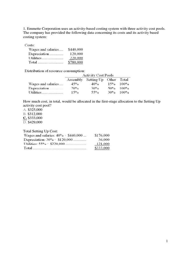 Management Accounting Sample Questions PDF Cost Employment