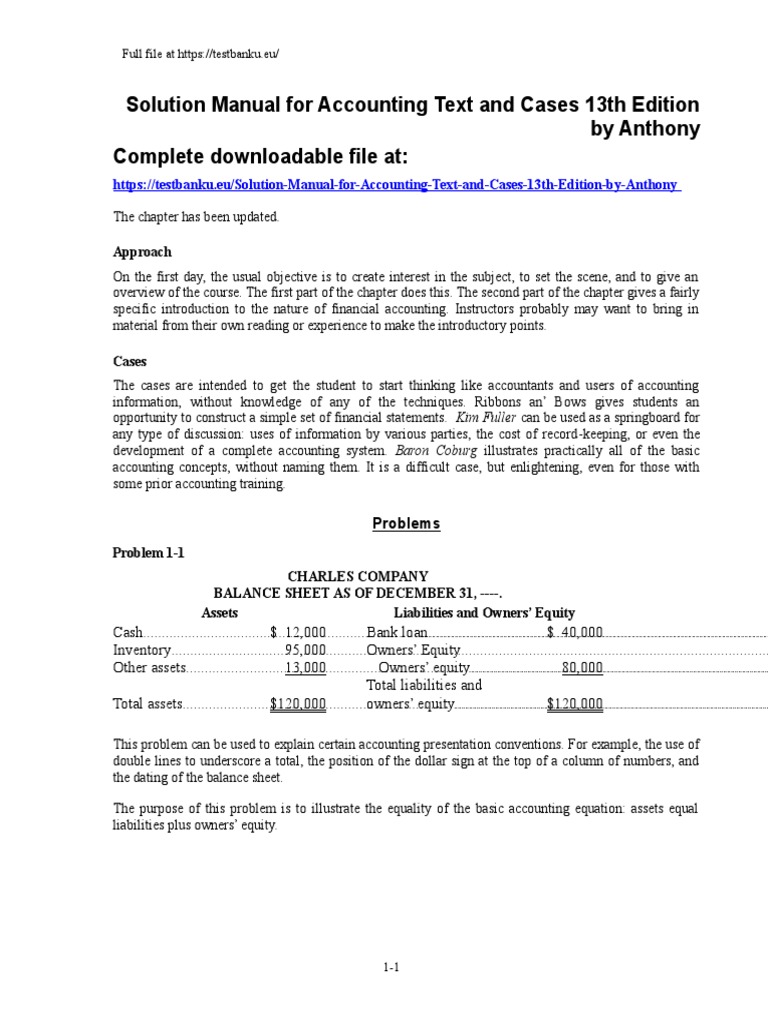 Accounting Text and Cases Solutions | PDF | Expense | Balance Sheet