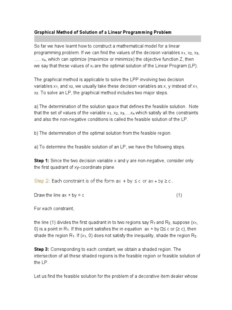 Graphical Method - LP PDF | PDF | Teaching Methods & Materials ...
