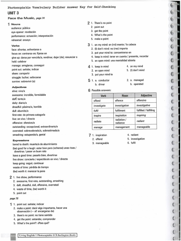 Workbook Answer Key Living English 1 PDF 22 22 | PDF