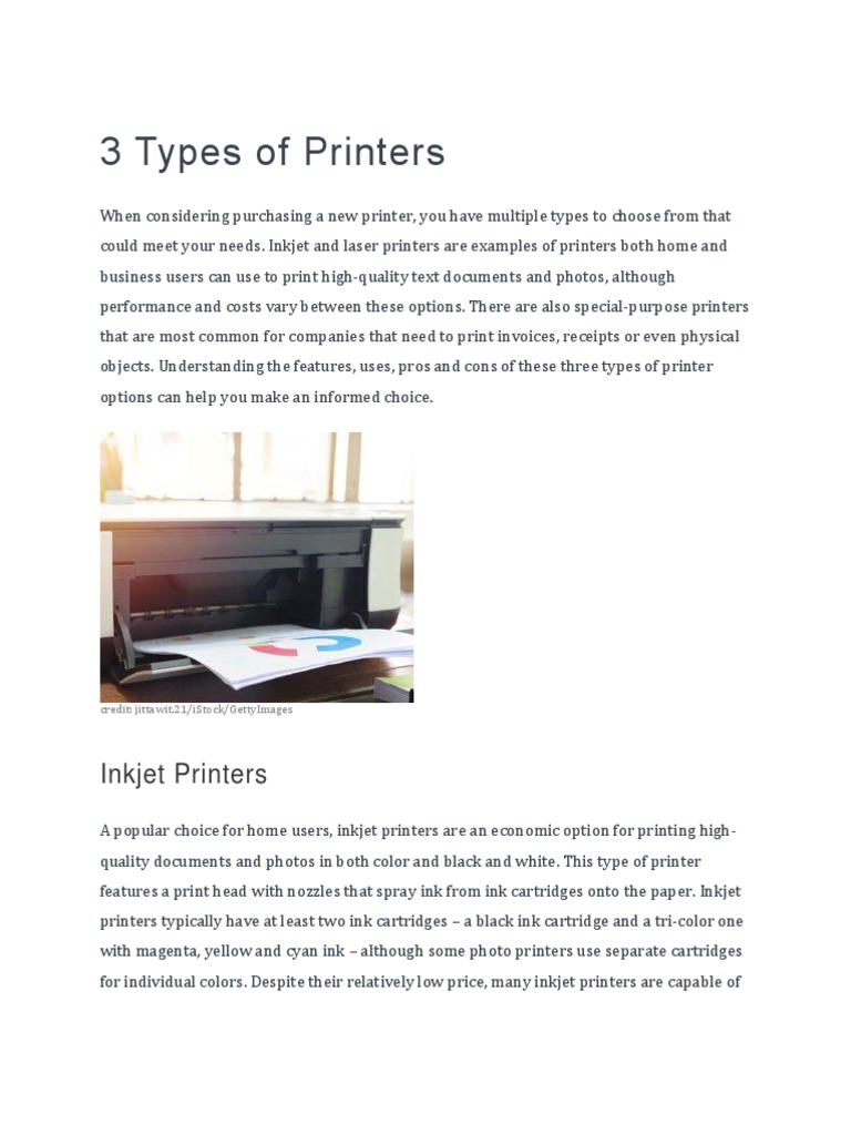 Types of Printers Explained | PDF | Printer (Computing) | Office Work