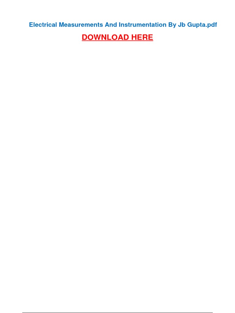 Electrical Measurements and Instrumentation by JB Gupta PDF PDF