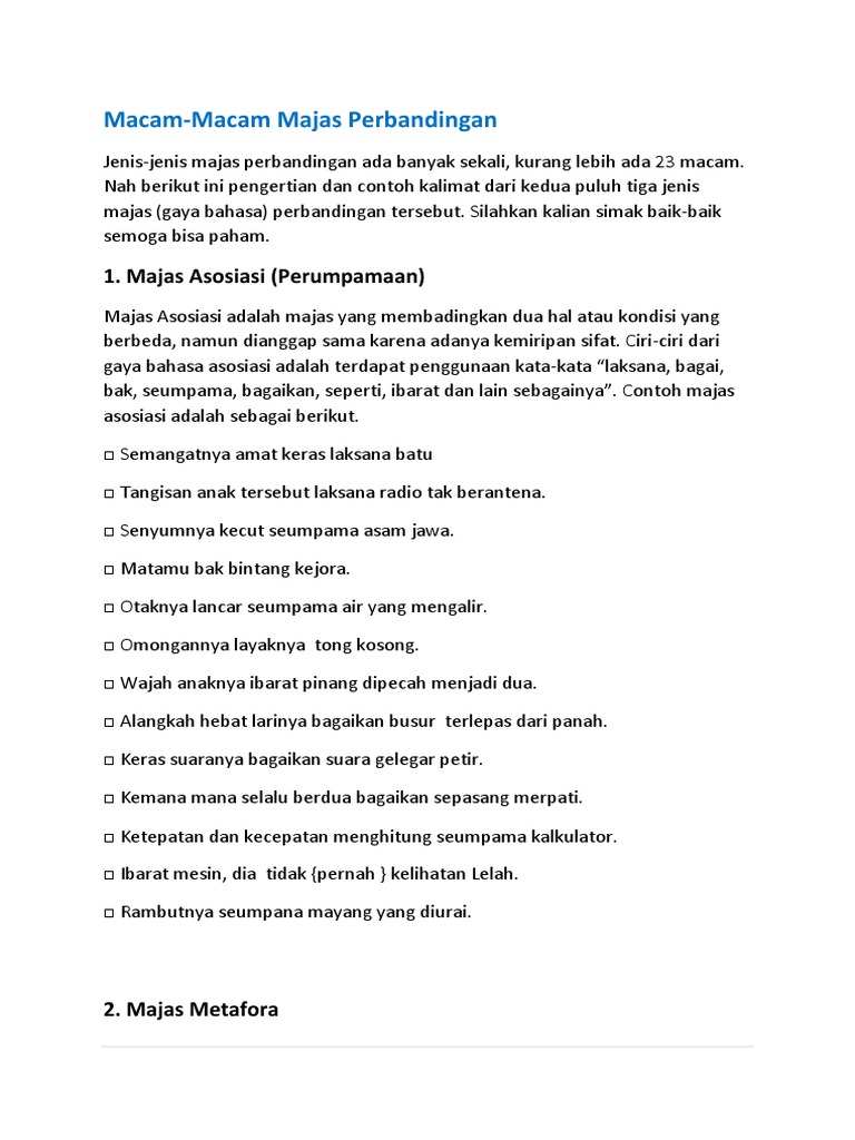 Majas Dan Konjungsi Hikayat Bayan Budiman 1001 Contoh Majas