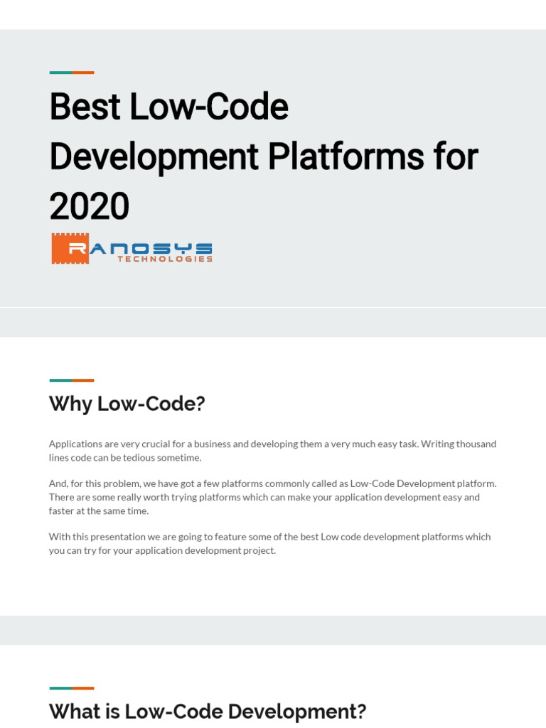 Top Low-Code Platforms for 2020 | PDF | Mobile App | Application Software
