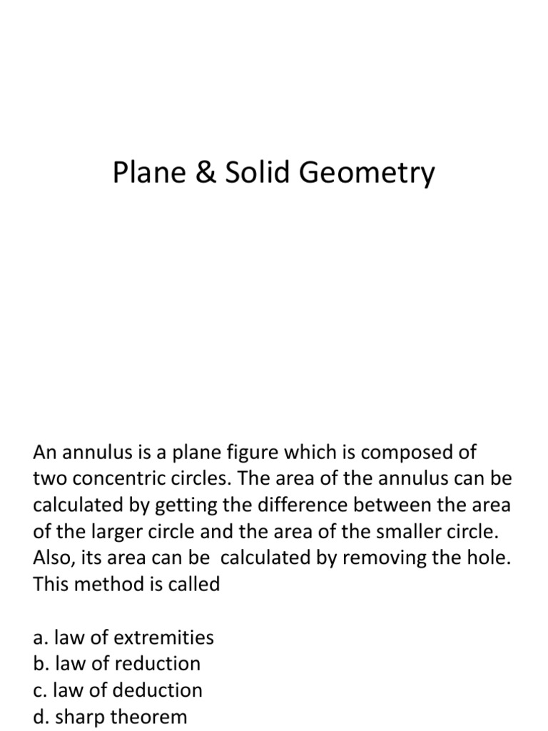 Plane and Solid Geometry Overview | PDF | Circle | Angle