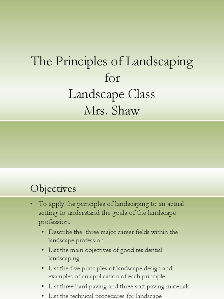 Section 1 The Principles Of Landscaping Pdf Pdf Mulch