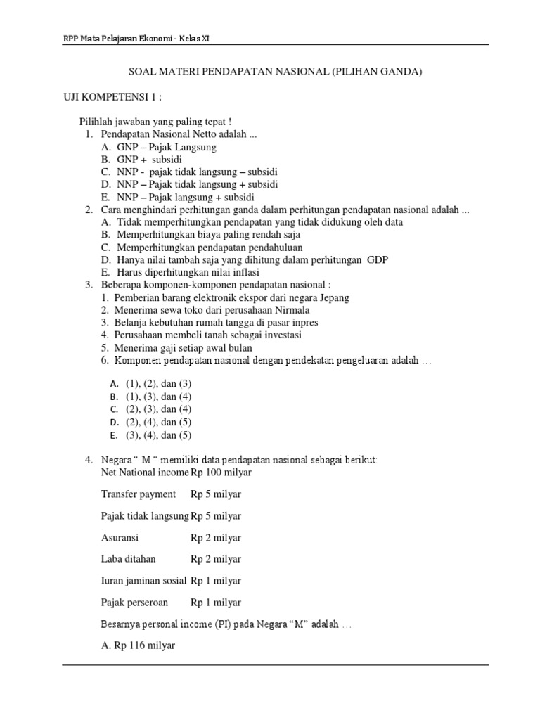 Soal Pendapatan Nasional Docx