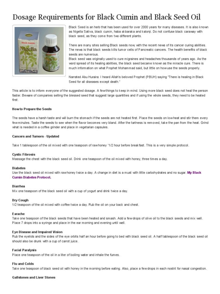 The Blessed Seed Nigella Sativa Dosage Requirements For Black Cumin