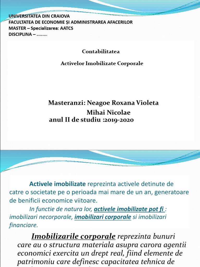 Disagreement Communication network Majestic Proiect Contabilitatea Activelor Imobilizate Corporale | PDF