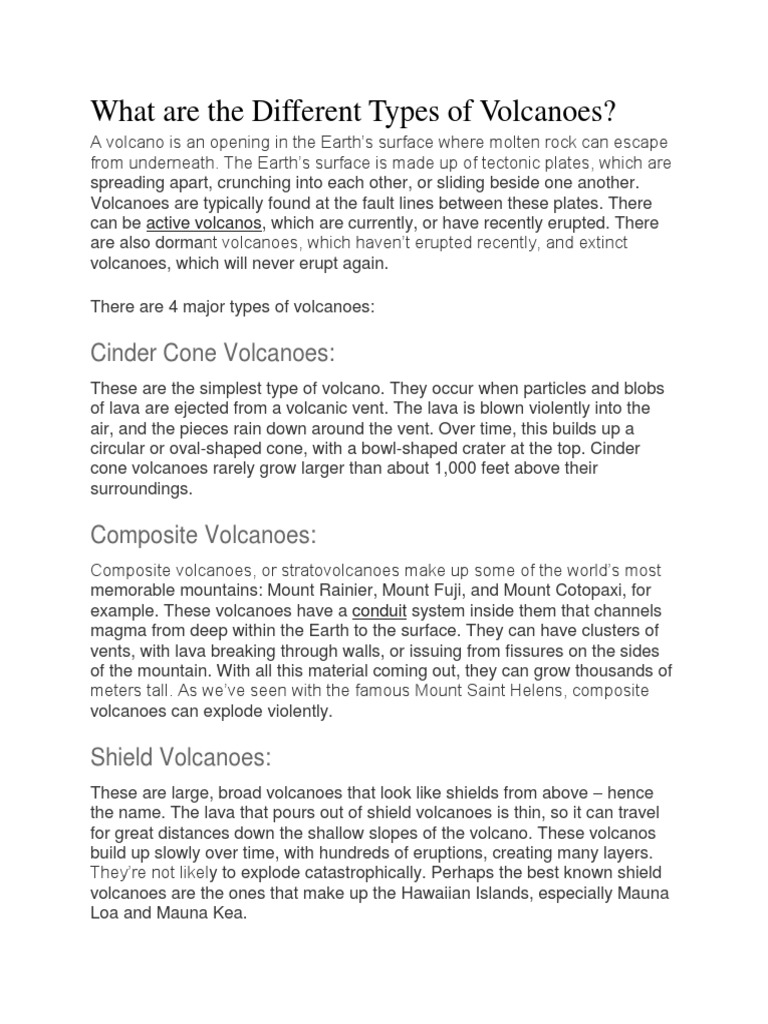 Types of Volcanoes Explained | PDF | Volcano | Lava