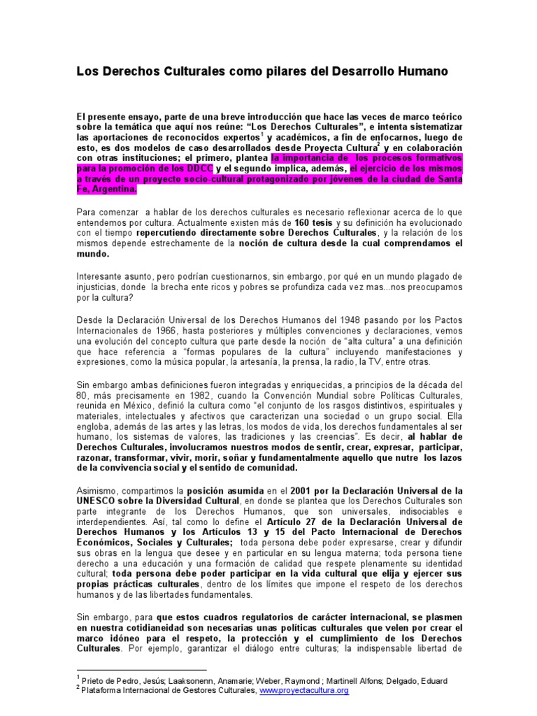 Los Derechosculturales y Humanos | PDF | Diversidad cultural | Derechos ...