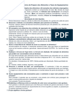 Exercicios de Fixação Tecnicas de Preparo Dos Alimentos e Tipos de Equipamentos