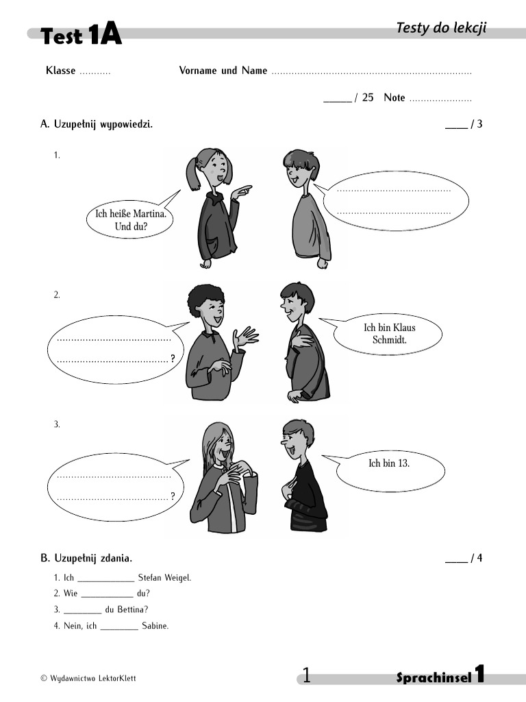 Sprawdzian Z Niemieckiego Klasa 7 Dział 2 Pdf