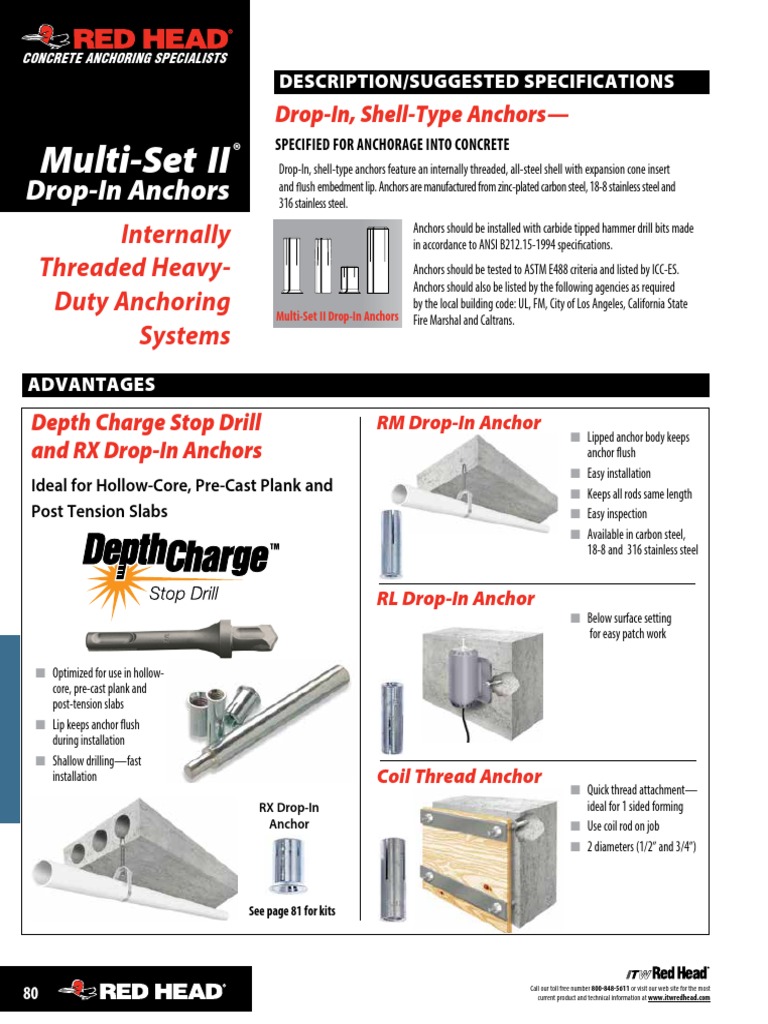MultiSet II DropIn Anchors PDF Anchor Drill
