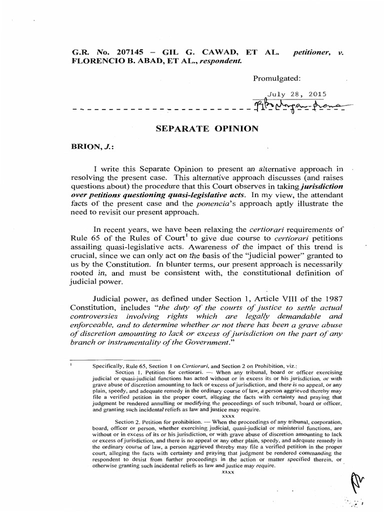 Cawad vs abad 207145 brion pdf certiorari appeal
