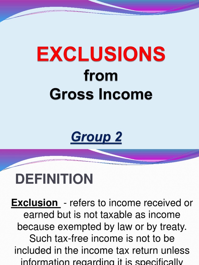 Exclusions from Gross Income Explained | PDF | Income Tax | Life Insurance