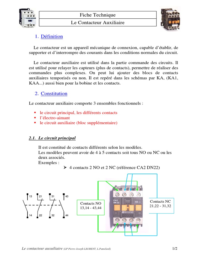 Fonctionnement du Contacteur Auxiliaire | PDF | Machine | Composant