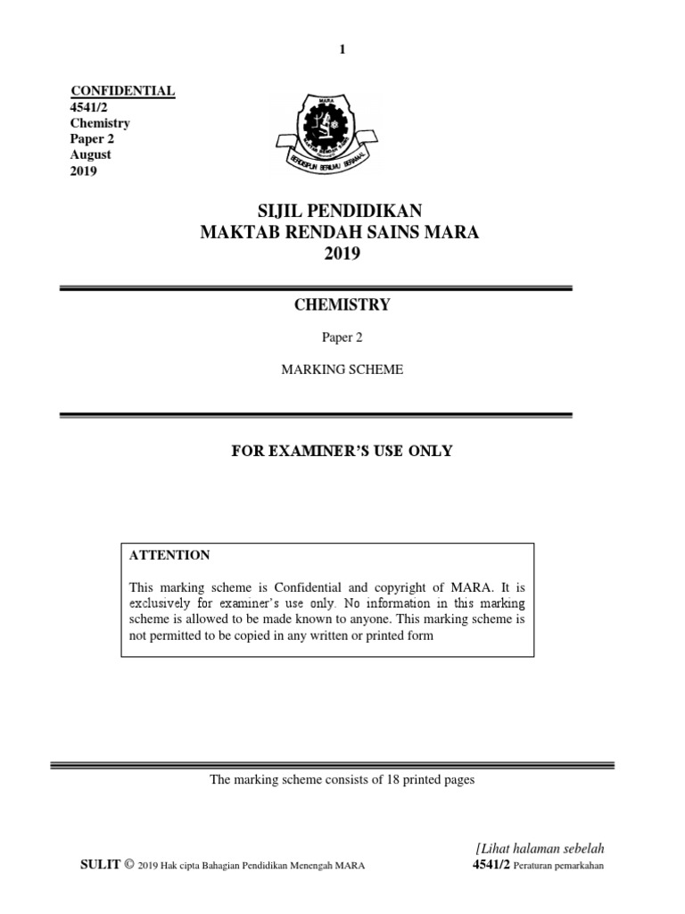 Skema Kimia K2 Trial SPM MRSM 2019 PDF  PDF  Salt (Chemistry