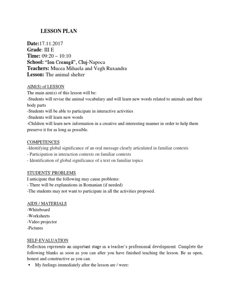 Lesson Plan Clasa A 3-A | PDF | Lesson Plan | Vocabulary