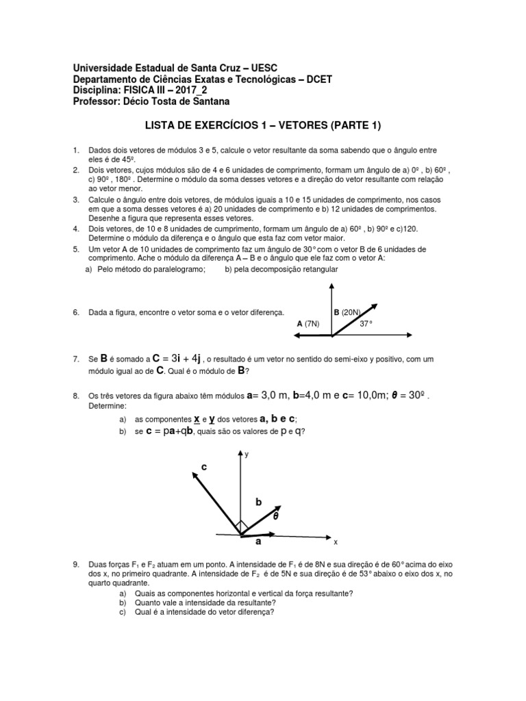 Exercícios Resolvidos sobre Vetores | PDF | Vetor euclidiano | Álgebra