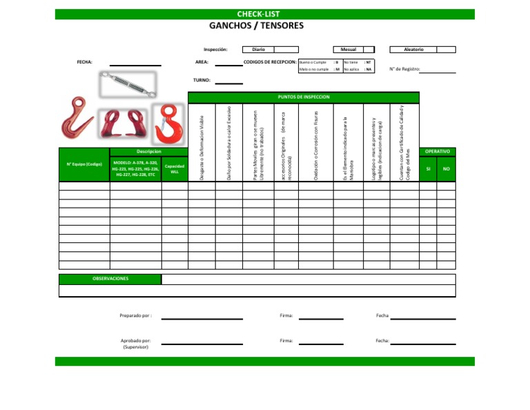 Check List Ganchos | PDF | Naturaleza