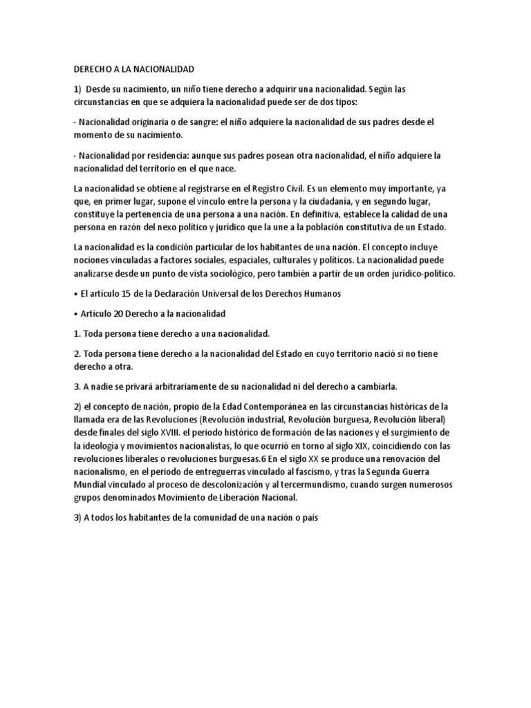 Derecho A La Nacionalidad | PDF | Nacionalidad | Derechos humanos
