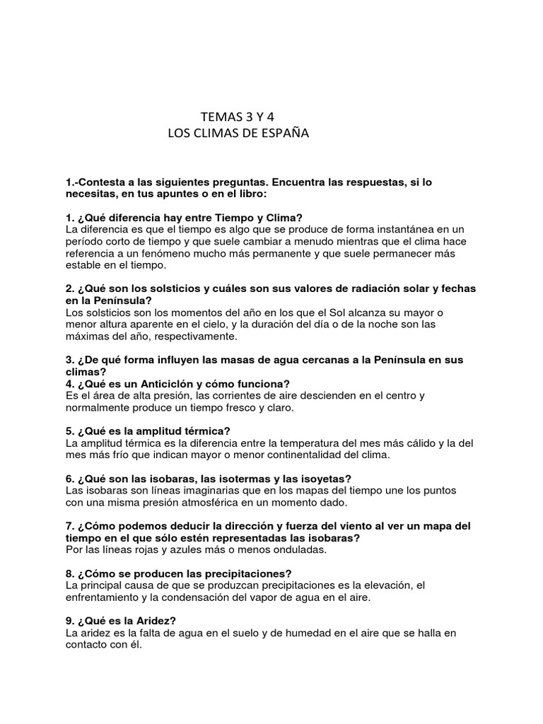 Temas 3 y 4 y Prácticas Geografía | PDF | Clima templado | Clima