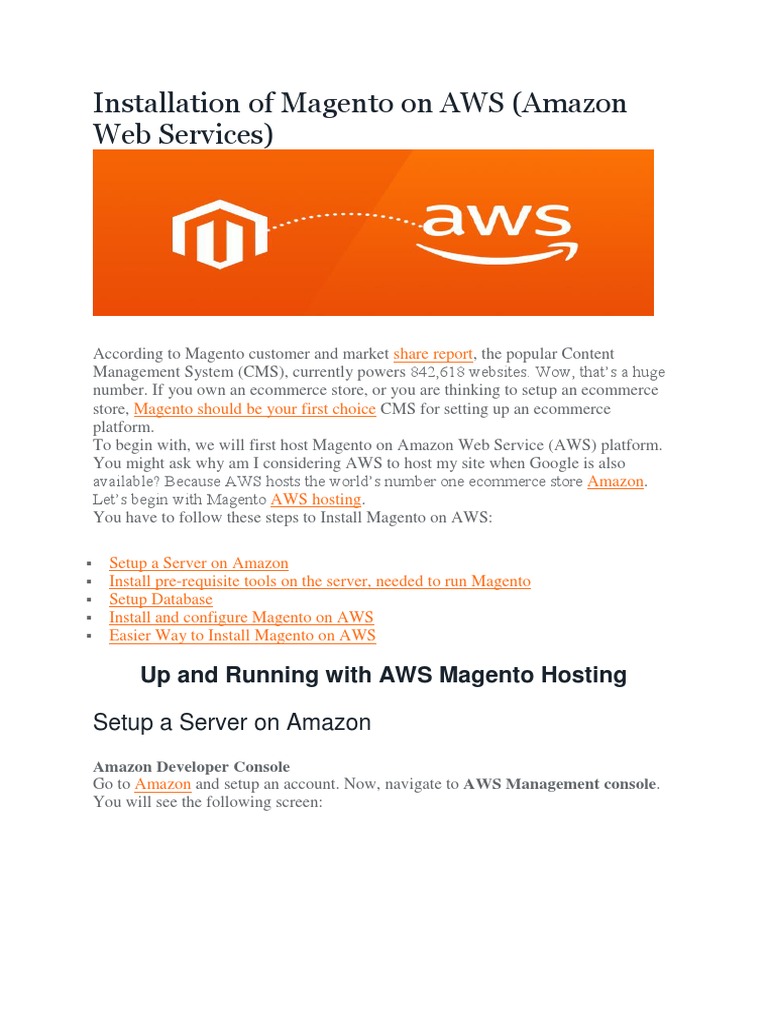 Installation of Magento On AWS PDF Magento Cloud Computing