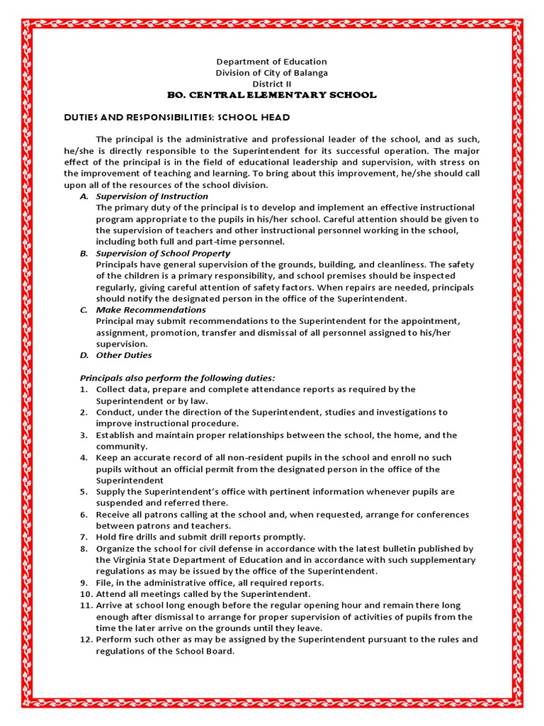 Duties and Responsibilities PDF Preschool Security Guard