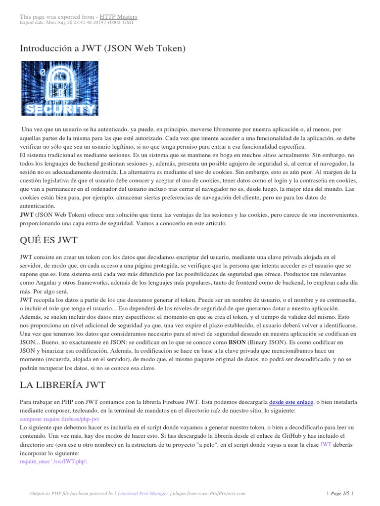 Introducción a JWT para Autenticación | PDF | Cookie HTTP | Gestión de ...