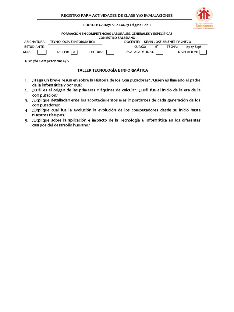 Taller de Tecnología e Informática 6° | PDF | Informática | Informática ...