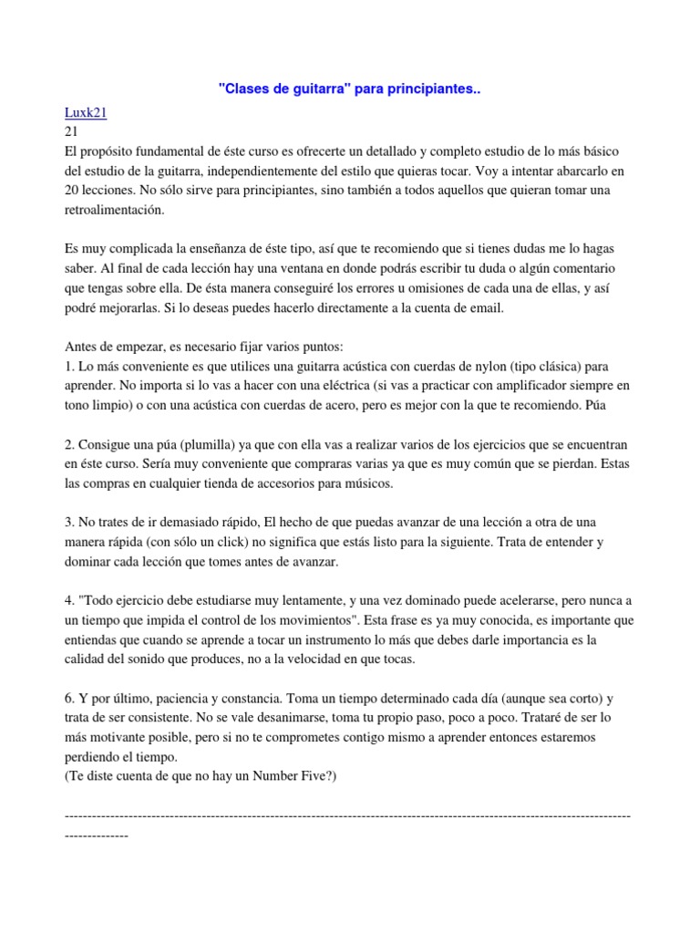 Curso Básico de Guitarra para Principiantes | PDF | Guitarras ...