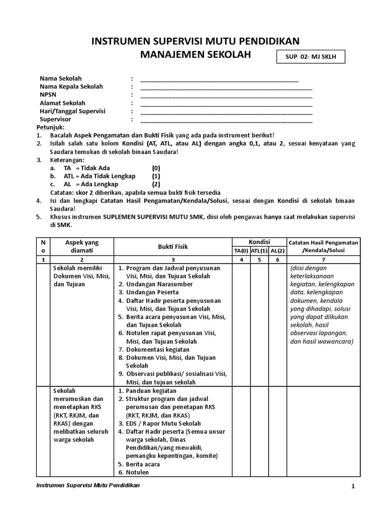 Instrumen 2 Supervisi 2019
