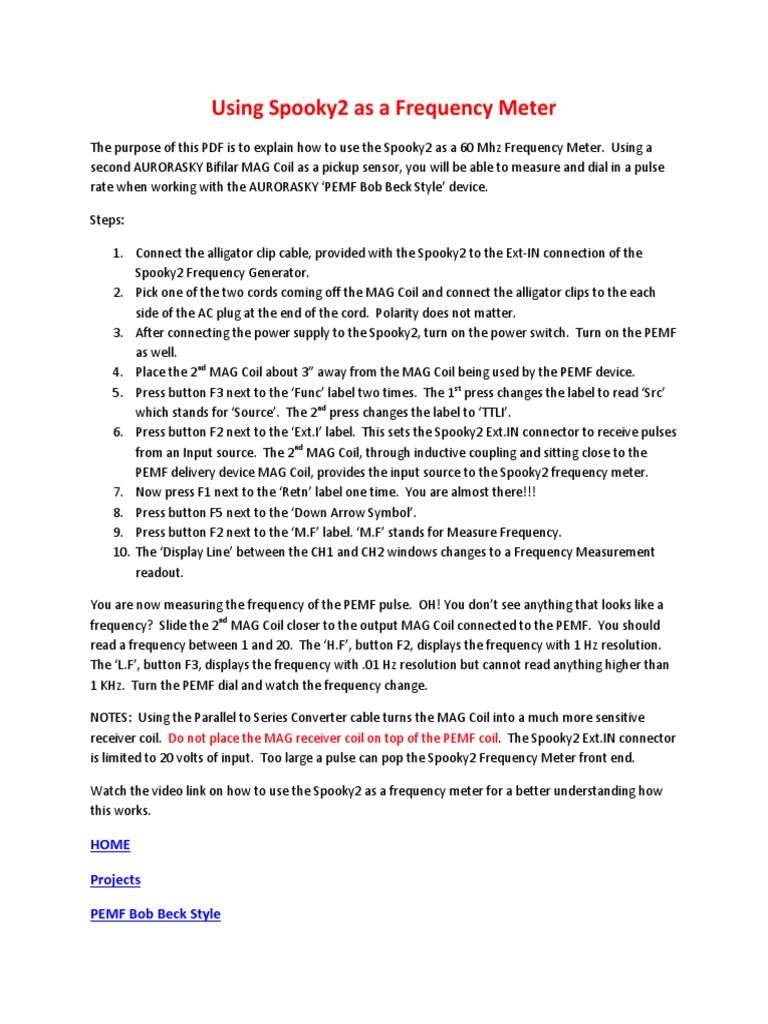 Using Spooky2 As A Frequency Meter | PDF | Frequency | Electric Power