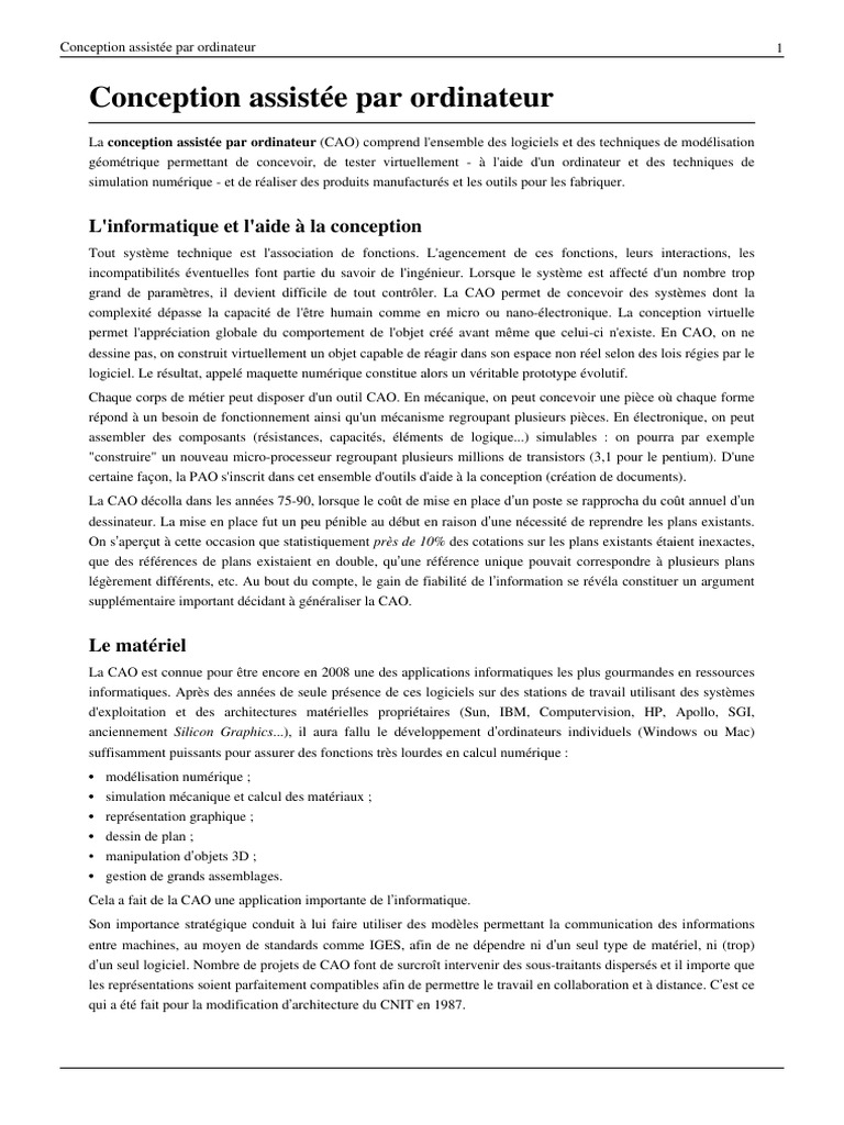 Cours Conception Assistee Par Ordinateur Pdf Conception Assistee Par Ordinateur Ingenierie