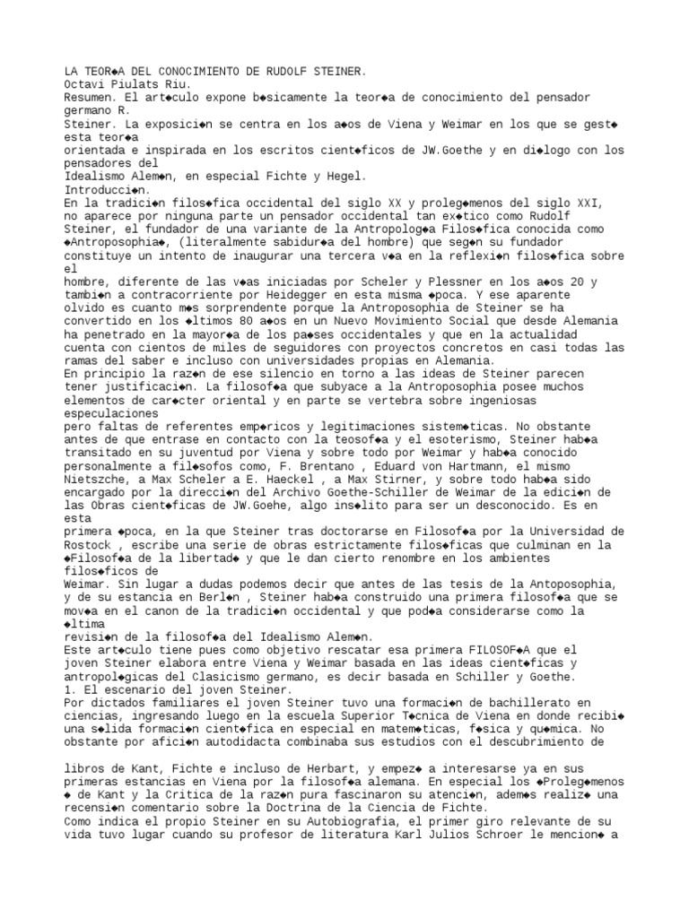 Teoría del Conocimiento de Rudolf Steiner | PDF | Immanuel Kant ...
