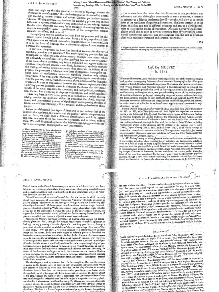 Laura Mulvey Visual Pleasure & Narrative