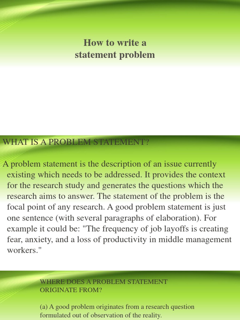 How To Write A Statement Of The Problem In Quantitative Research