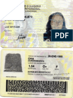 Identificación colombiana con datos personales
