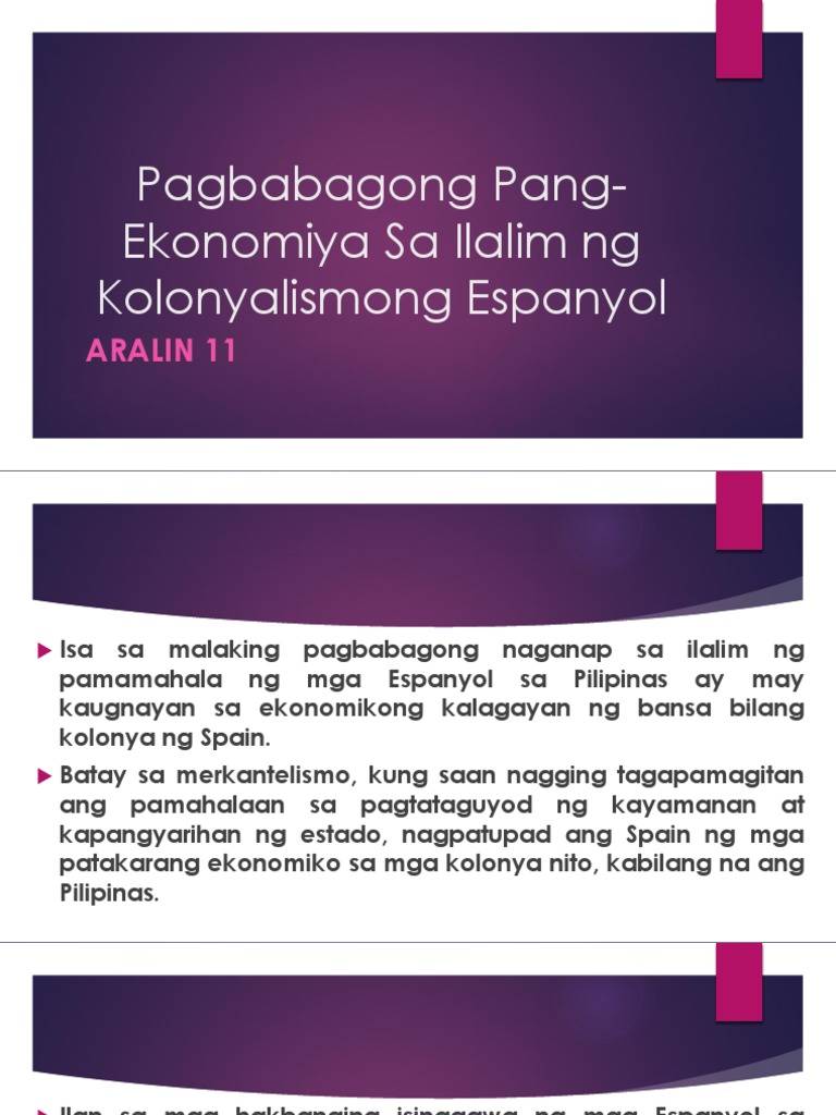 Aralin 11 Pagbabagong Pang Ekonomiya Sa Ilalim Ng Kolonyalismong Espanyol