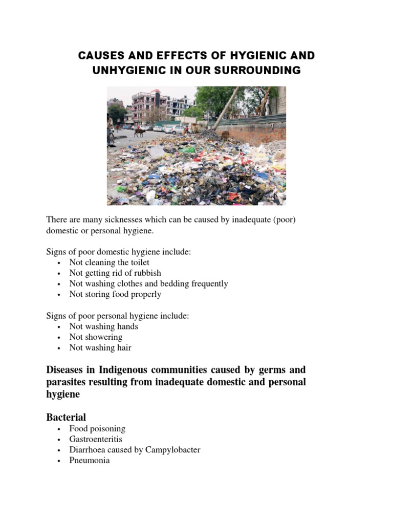 Causes and Effects of Hygienic and Unhygienic in Our Surrounding PDF