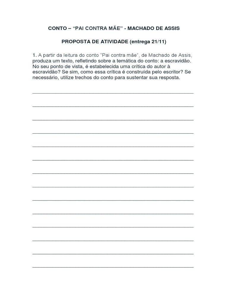 Análise do Conto "Pai contra Mãe" | PDF