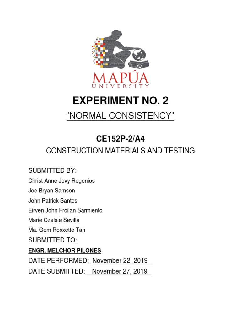 CE152P-2 - Laboratory Report No. 2 | PDF | Cement | Concrete