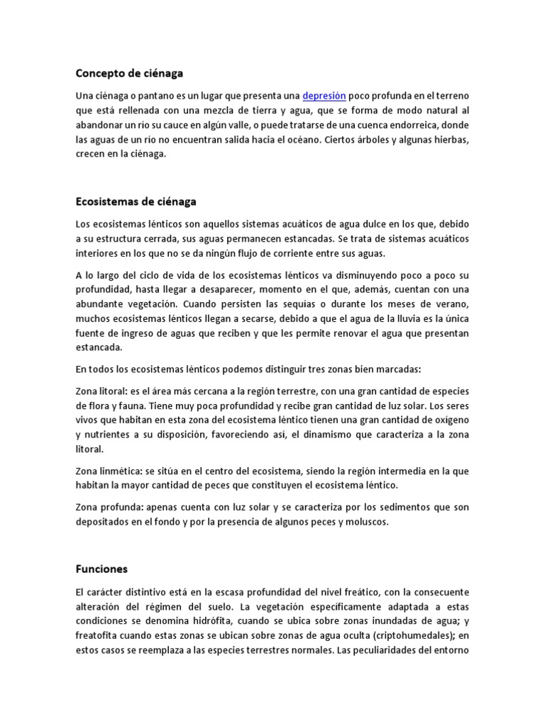 Concepto de Ciénaga | PDF | Ecología de sistemas | Agua